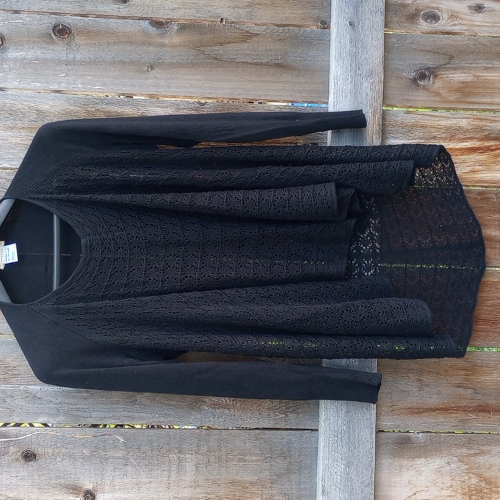 Grace & Lace Light Weight Two-Fit Knit Cardigan Black One-Size L - Picture 7 of 7